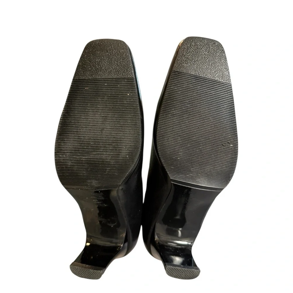 St. James Black Leather Square Toe Pumps Made In Italy Size 6